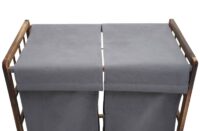 Wäschekorb Massiv-Holz 2 Fächer 60x60x33cm 68l