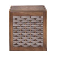 Wäschekorb Wäschesammler Massiv-Holz Shabby-Look Geflecht 61x51x35cm braun