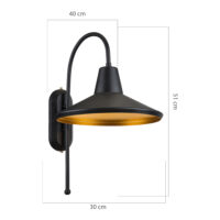 Wandleuchte Kirkcaldy 40x30x51cm 1-flammig Schwarz Messing