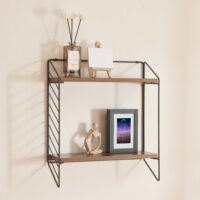 Wandregal Denver Schwarz/Walnuss-Optik