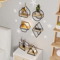 Wandregalset Miami 6er Set Schwarz/Natur