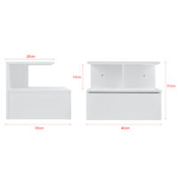 Nachttisch 40x35x31 cm Hängeschrank mit Schublade Weiss
