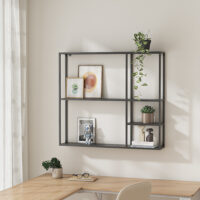 Wandregal Jämijärvi mit 5 Ablagen Schwarz matt