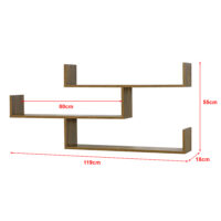 Wandregal Grimstad 119x18x55cm Dunkler Holzton