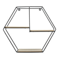 Wandregal Kaya 40x12x35cm Wabenförmig mit 3 Ablagen Schwarz