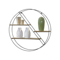 Wandregal Jal 55x12x55cm Runddesign mit 3 Ablagen Schwarz