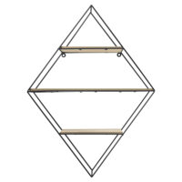 Wandregal Borus 47x12x64cm Diamantförmig mit 3 Ablagen Schwarz