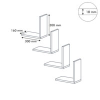 Wandregal Detroit 4er Set Rot 30x30x16cm