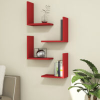 Wandregal Detroit 4er Set Rot 30x30x16cm