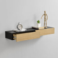 Wandregal Anchorage Schwarz/Holz 2er Set mit Schublade