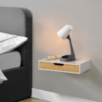 Wandregal Seattle mit Schublade Bambus Weiss