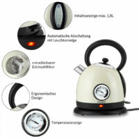 Wasserkocher aus Edelstahl im Retro Design ~ creme