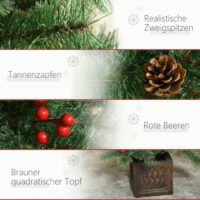 Weihnachtsbaum im Topf mit Deko 180cm künstlicher Christbaum
