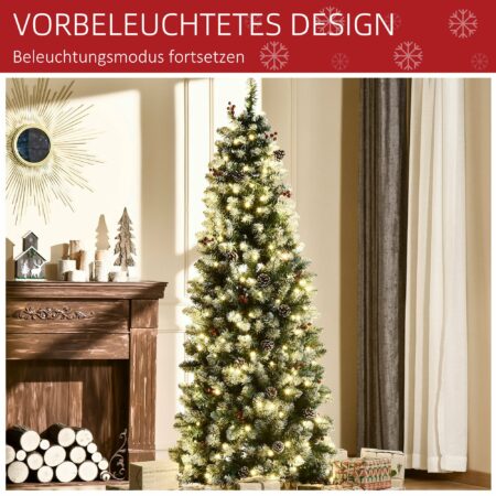 Weihnachtsbaum mit 300 LEDs Deko Schnee 180cm