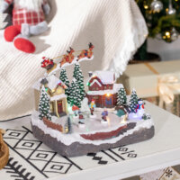 Weihnachtsdorf mit beweglichen Figuren und 13 bunten LEDs