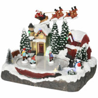 Weihnachtsdorf mit beweglichen Figuren und 13 bunten LEDs