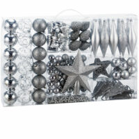 Weihnachtskugeln Christbaumkugeln 102 Stk. silber Mix