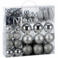 Weihnachtskugeln Christbaumkugeln 103 Stk. silber Mix