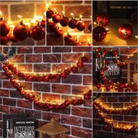 Weihnachtskugeln mit LED Lichterkette Rot Christbaumkugeln