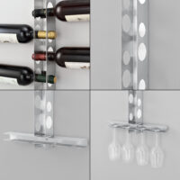 Weinregal Pfalz 100x5x7cm für 12 Flaschen mit Glashalter Edelstahl