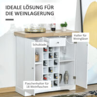 Weinschrank für 18 Flaschen Weinregal Buffet 140L x 36B x 91.5Hcm