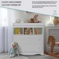 Wickelkommode - 2 Schubladen 3 Fächer Weiss 50x93.5x88cm