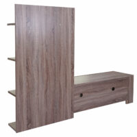 Wohnwand Lisburn mit 3D-Struktur Eiche-Optik ~ 199x160x42cm