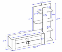 Wohnwand Lisburn mit 3D-Struktur Eiche-Optik ~ 199x160x42cm