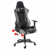 XXL Bürostuhl Racer Gamingstuhl 150kg belastbar - schwarz grau