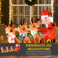 XXL LED-Weihnachtsmann 319cm mit Schlitten und Rentieren