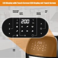 XXXL 8in1 Heissluftfritteuse 12L + Zubehör 1800W LED Display mit Touch Screen