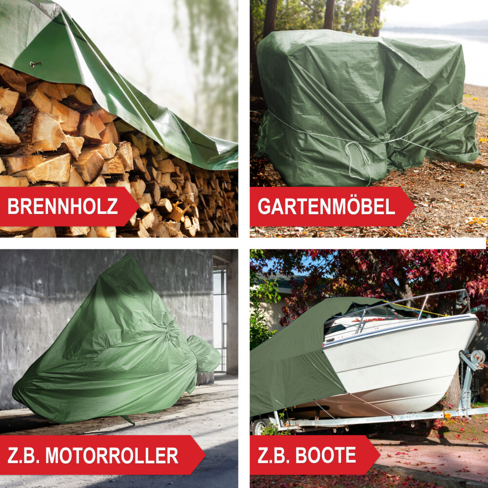 Extra große Abdeckplane 5x6m, wetterfest und strapazierfähig.