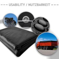 Abdeckplane Schwarz 3x6m 650g/m² Wasserdicht Hitzebeständig