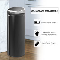 Abfalleimer mit Sensor 30L Edelstahl schwarz