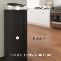 Abfalleimer mit Sensor 30L Edelstahl schwarz