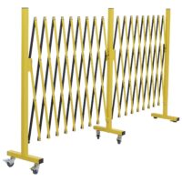 Aluminium Absperrgitter ausziehbar gelb schwarz mit Rollen