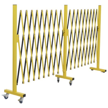 Aluminium Absperrgitter ausziehbar gelb schwarz mit Rollen