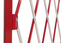Ausziehbares Absperrgitter aus Aluminium rot weiß 103–411 cm