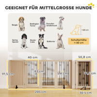Hundegitter freistehend mit Tür und 4 Paneelen für Flur und Treppe