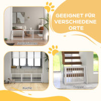 Hunde Absperrgitter freistehend ausziehbar Holz weiss