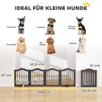 Hundegitter Schutzgitter freistehend klappbar mit 4 Paneelen schwarz