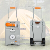 Abwassertank 22L, tragbar mit faltbarem Griff, ideal für Camping, Farbe Grau.