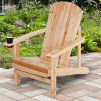 Adirondack Gartenstuhl mit Becherhalter für Balkon und Garten aus Holz