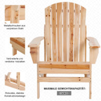Adirondack Gartenstuhl mit Becherhalter für Balkon und Garten aus Holz