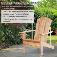 Adirondack Gartenstuhl mit Becherhalter für Balkon und Garten aus Holz
