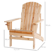 Adirondack Gartenstuhl mit Becherhalter für Balkon und Garten aus Holz