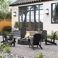 Adirondack Gartenstuhl mit Becherhalter Massivholz schwarz