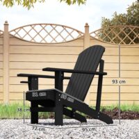 Adirondack Gartenstuhl mit Becherhalter Massivholz schwarz