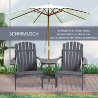 Adirondack Gartenstuhl-Set für 2 Personen, Farbe Grau.