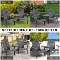 Adirondack Gartenstuhl-Set für 2 Personen, Farbe Grau.